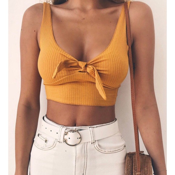 “Emmie” Crop Top // Mustard - Picture 2 of 4